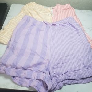 Set of 2 Colorful Striped Pajama Shorts